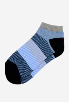 Set Of 3 Women"s 8518 Short Sock Gray-White-Blue Free Size