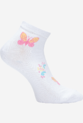 Women"s Patterned Short Sock One Size White