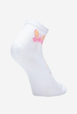 Women"s Patterned Short Sock One Size White
