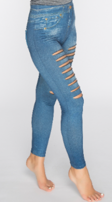 Women"s Shredded Jeggings L.Blue