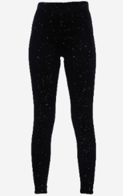 Women Velvet Legging with specular Dots Black S/M