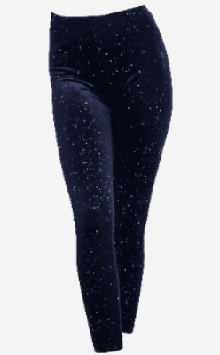 Women Velvet Legging with specular Dots Navy  L/XL