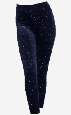 Women Velvet Legging with specular Dots Navy S/M