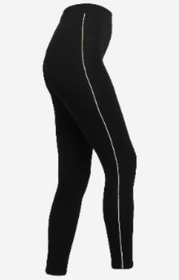 Women Gold Strip Legging Balck