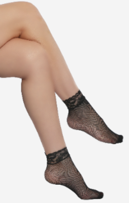 Fishnet Patterned Lcae Sock Black One Size