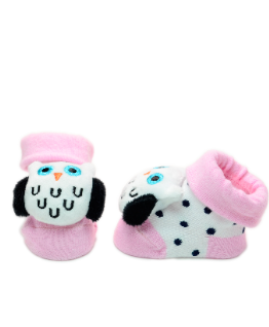 Baby"s Owel Socks White/Pink S-0/12 M
