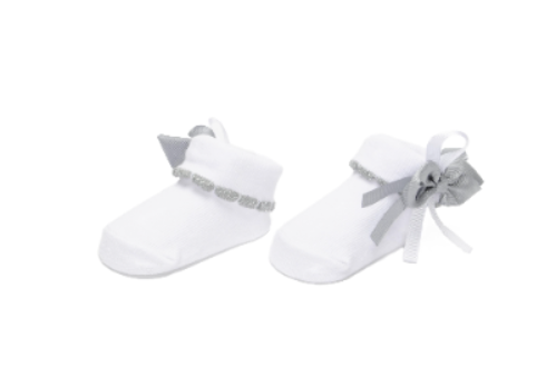 Baby"s Girl Headband & Sock Set White S-6/12 M