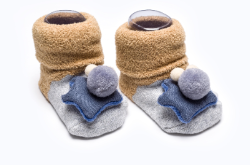 BABY SOCKS BB342 C:GREY/BEIGE S:6-12M