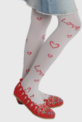 Girl"s Hearts & Love Tight White-Red 2/4 M