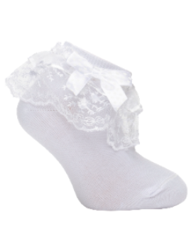 Girl"s Ruffle Socks White 12-24 M