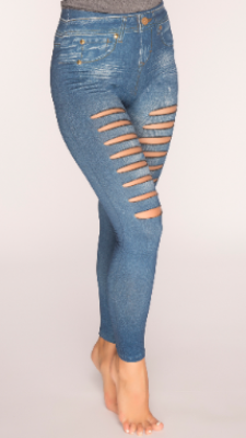 Women"s Shredded Jeggings L.Blue S/M
