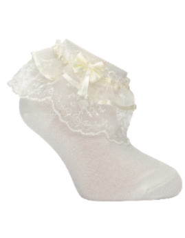 Girl"s Ruffle Socks White 0-12 M CREAM Cream