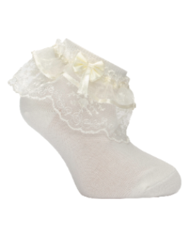 Girl"s Ruffle Socks Cream 12-24 M Cream