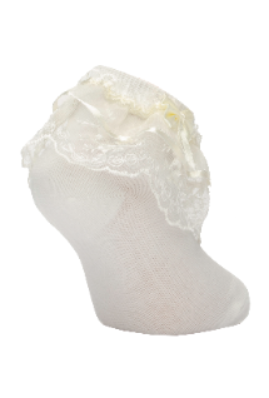 Girl"s Ruffle Socks Cream 2-3 Y Cream