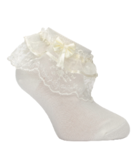 Girl"s Ruffle Socks Cream 6-7 Y Cream