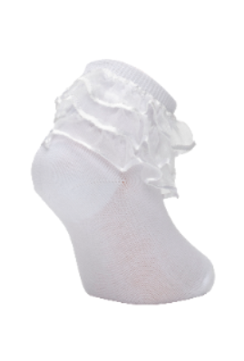 Girl"s Ruffle Socks White 2/3 Y WHITE