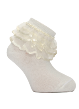 Girl"s Ruffle Socks Cream 4/5 Y WHITE