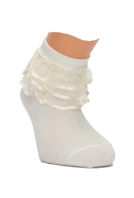 Girl"s Ruffle Socks Cream 6/7 Y Cream