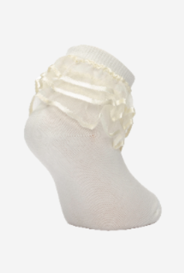 Girl"s Ruffle Socks Cream 6/7 Y Cream