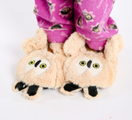 Kids Owl Faces Witner Slipper Beige- MEDIUM