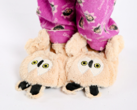 Kids Owl Faces Witner Slipper Beige  - SMALL