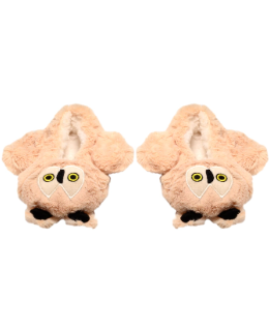 Kids Owl Faces Witner Slipper Beige  - SMALL