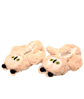 Kids Owl Faces Witner Slipper Beige  - SMALL