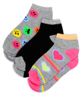 Pack of 3 Girl"s 4508 Short Sock BLACK 4-5 Y