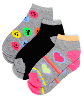 Pack of 3 Girl"s 4508 Short Sock BLACK 6-7 Y
