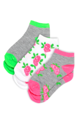 Pack of 3 Girl"s 4510 Short Sock FUCHSIA 4-5 Y