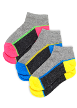 Pack of 3 Girl"s 4511 Short Sock GREY 6-7 Y
