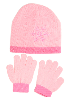 Girl"s Snow Cap-Scarf-Glove Set Pink L/XL Pink