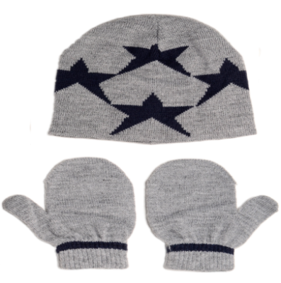 KIDS CAP SACRF&GLOVE SETS KACC226 C:GREY/NAVY S:S/M