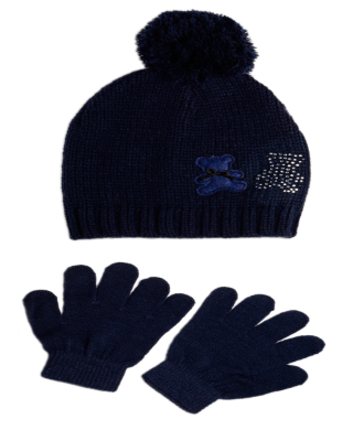 KIDS CAP+SCARF+GLOVE SETS BB211 C:NAVY S:S/M
